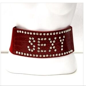 Red Rhinestone Sexy Stretch Elastic Waist Belt